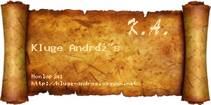 Kluge András névjegykártya